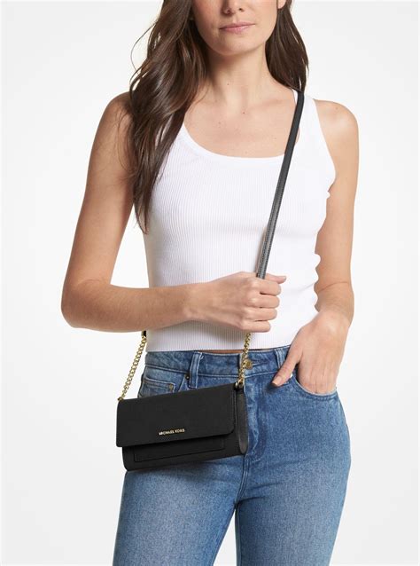 Logo and Leather Convertible Crossbody Bag 